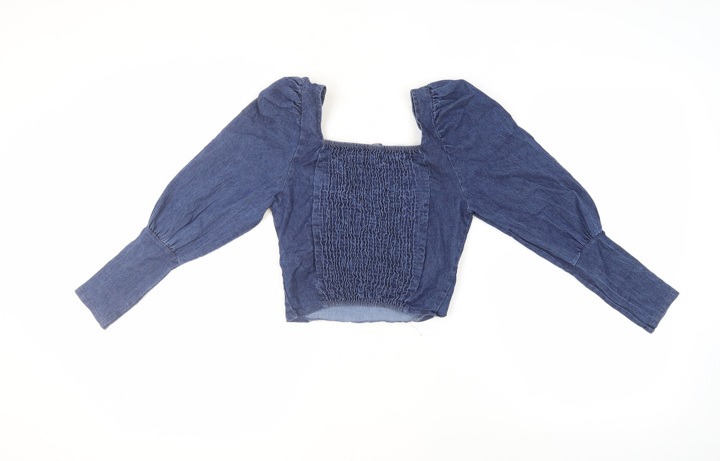 Boohoo Women's Blue Cropped Blouse - Size 12