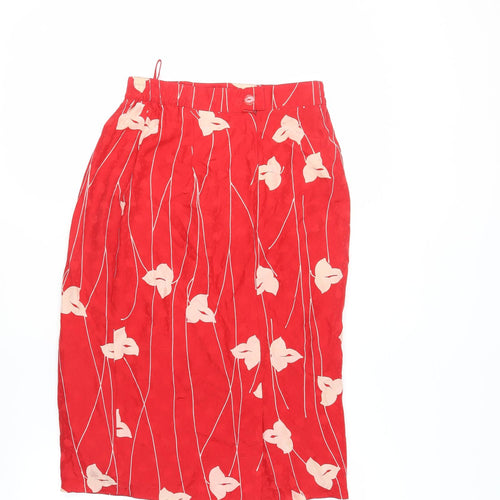 Fink Women's Red Floral Silk Pencil Skirt Size 10