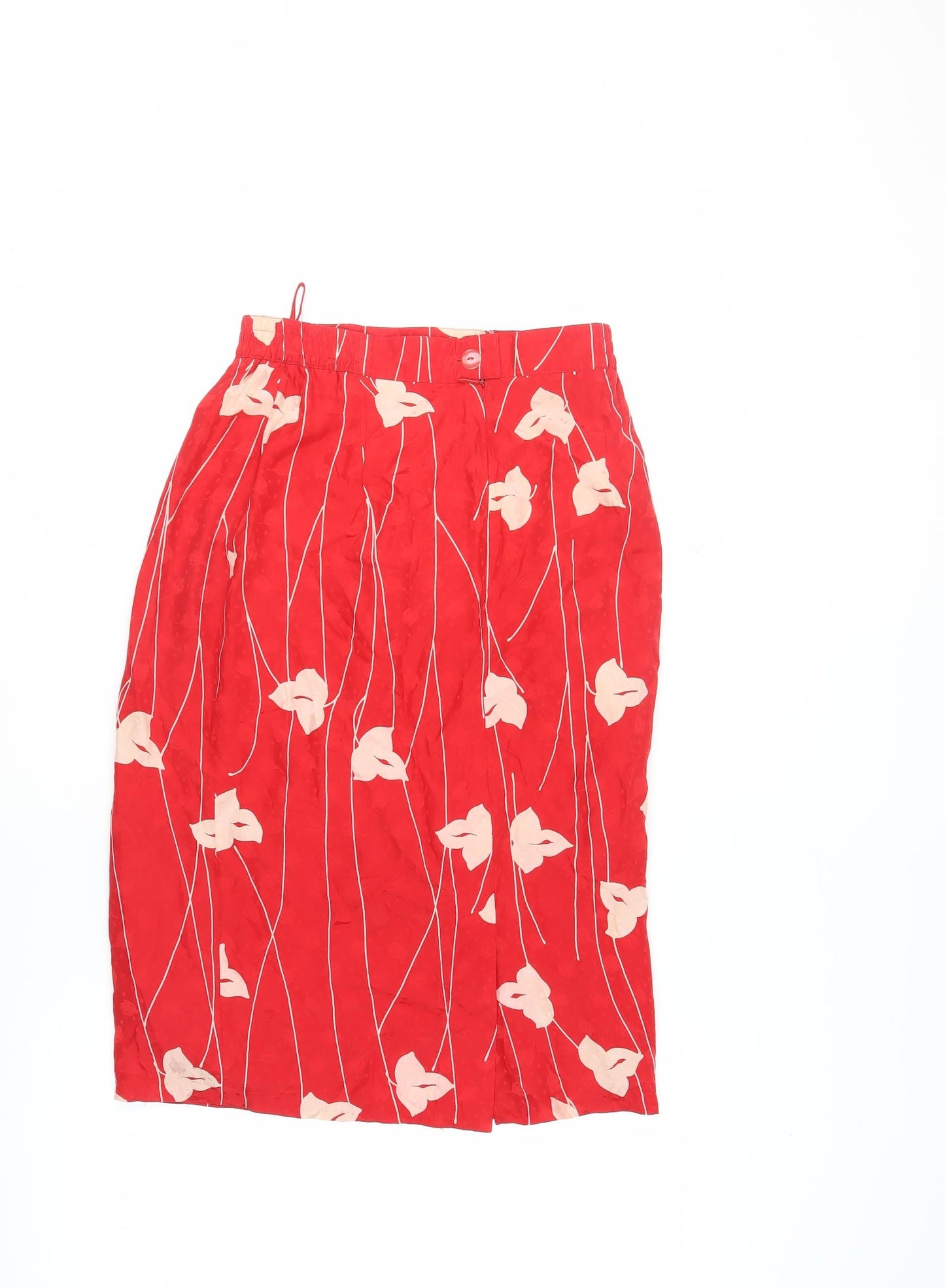 Fink Women's Red Floral Silk Pencil Skirt Size 10