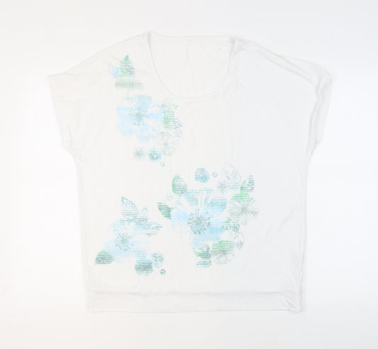 Bm Women's White Floral T-Shirt Size 18