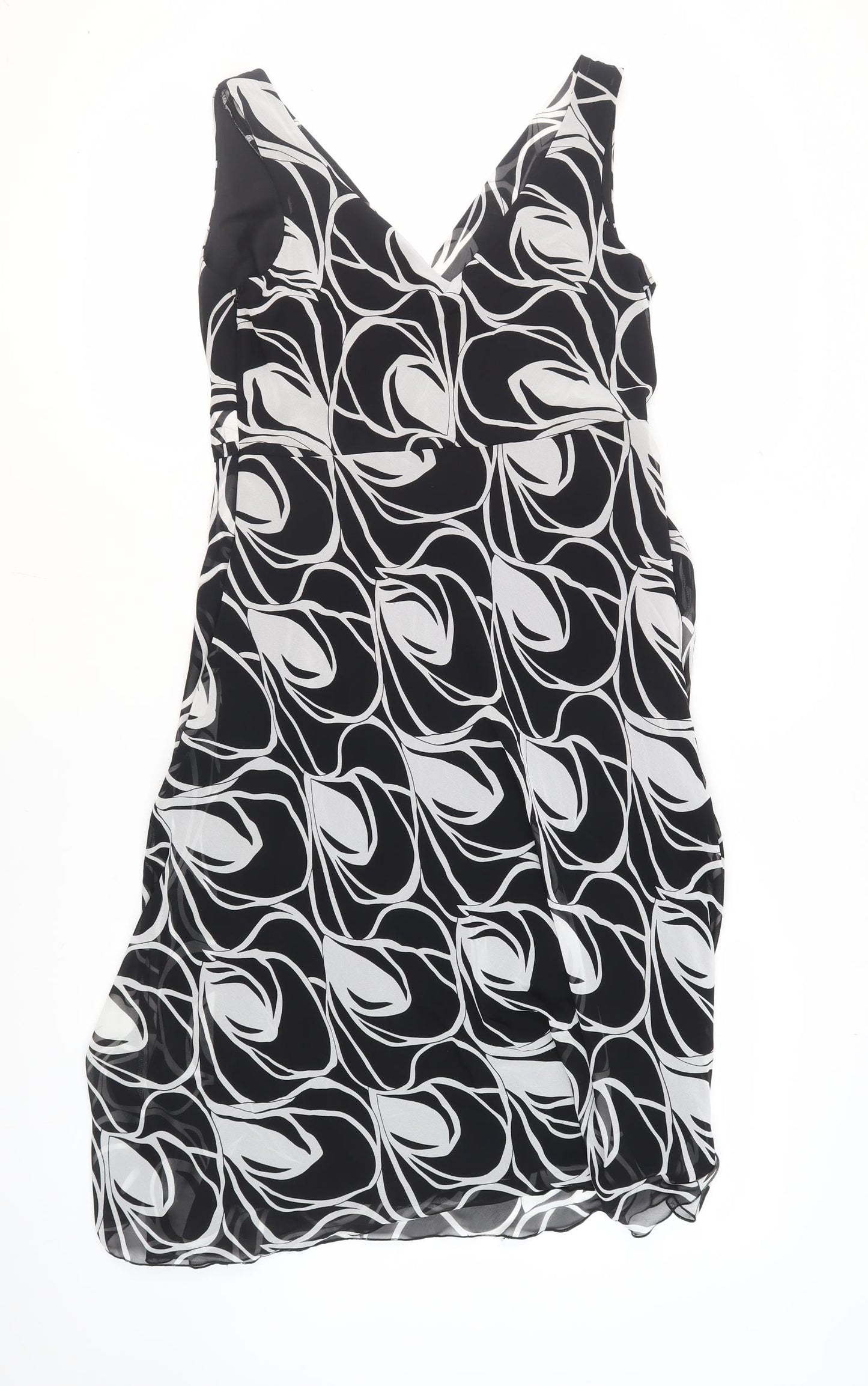 Debenhams Women's Black Geometric A-Line Dress Size 12