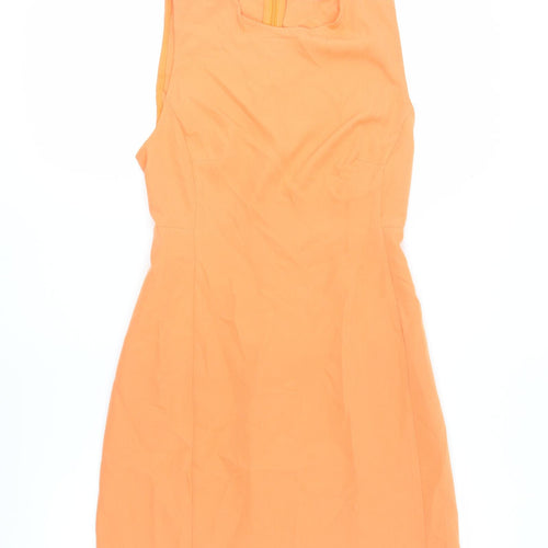 Stradivarius Women Orange Sheath Dress S Sleeveless