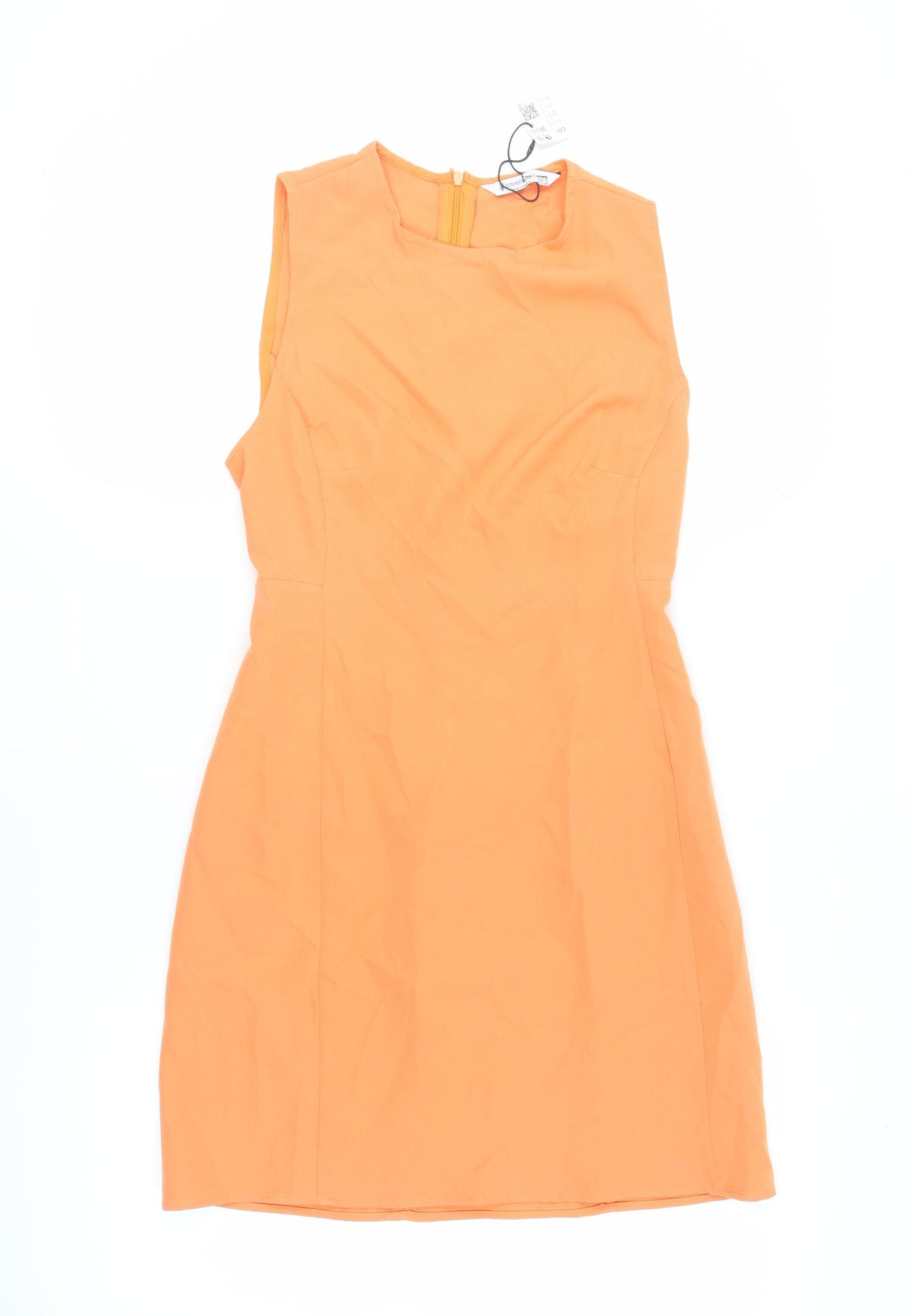 Stradivarius Women Orange Sheath Dress S Sleeveless
