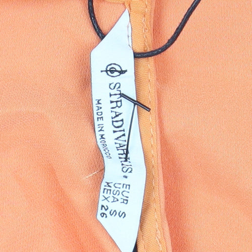 Stradivarius Women Orange Sheath Dress S Sleeveless