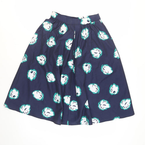 Marks and Spencer Women's Blue Floral Pleated Skirt Size 12