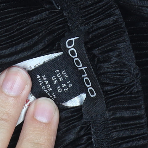 Boohoo Women's Black Wide-Leg Trousers Size 14