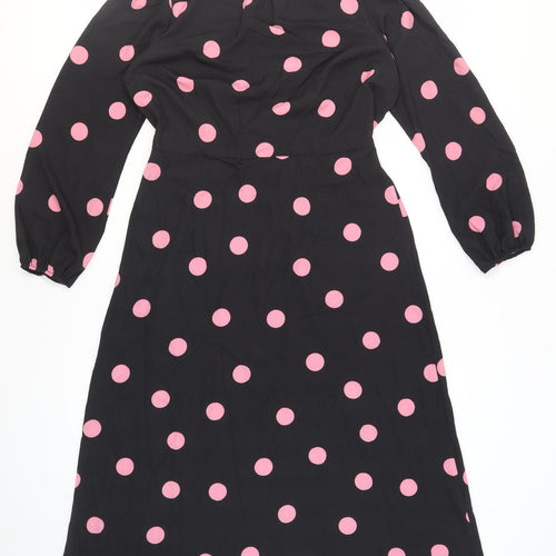 New Look Women's Black Polka Dot A-Line Dress Size 12