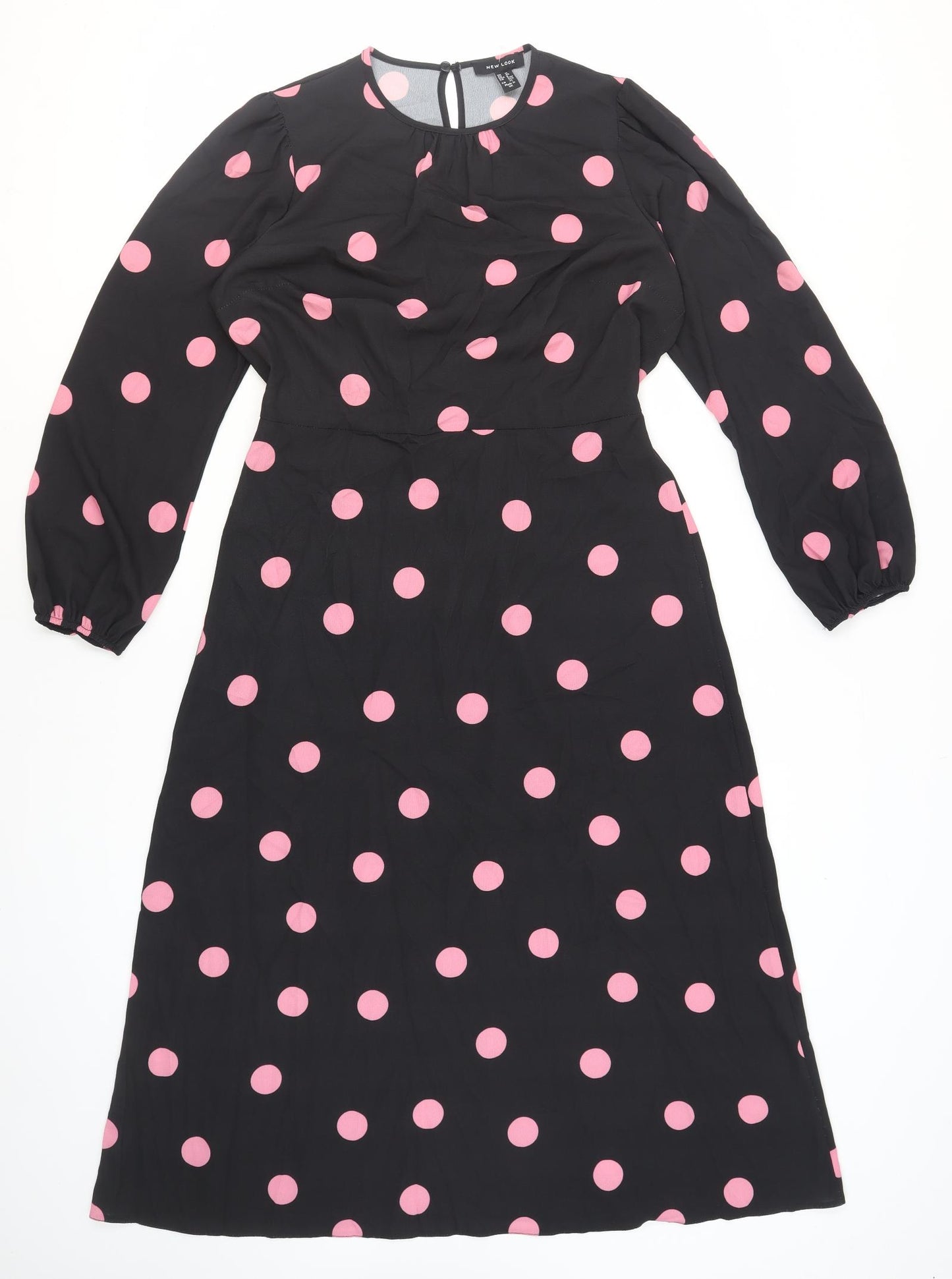 New Look Women's Black Polka Dot A-Line Dress Size 12