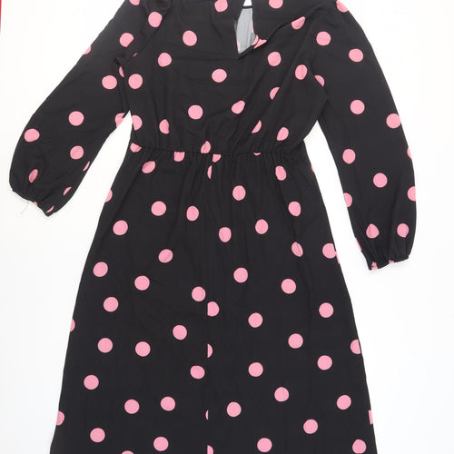 New Look Women's Black Polka Dot A-Line Dress Size 12