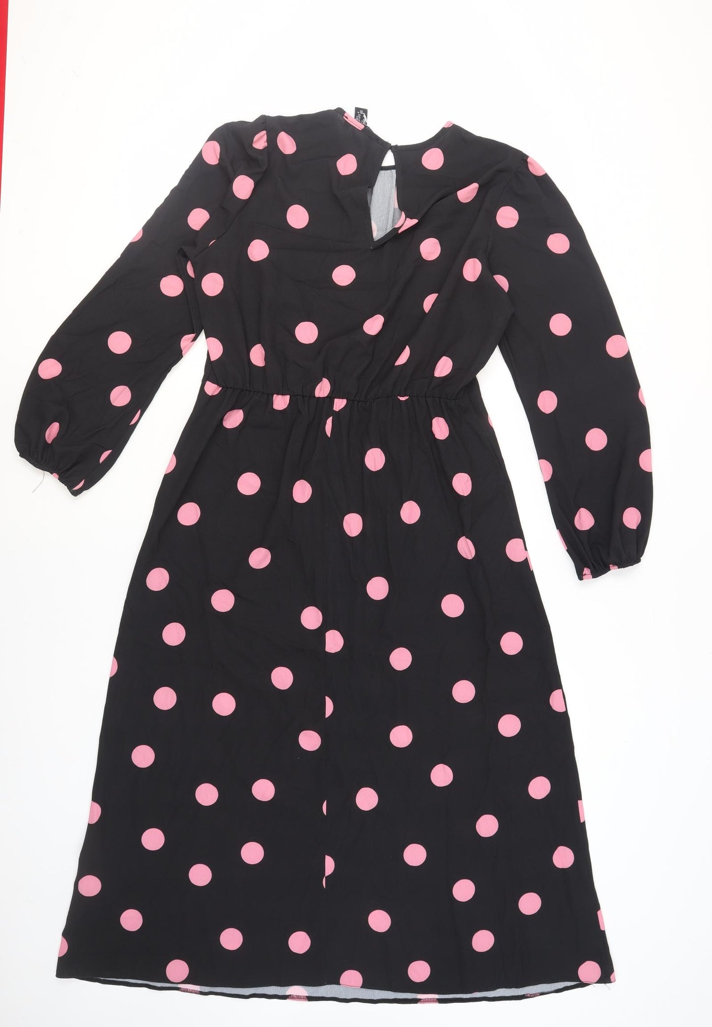 New Look Women's Black Polka Dot A-Line Dress Size 12