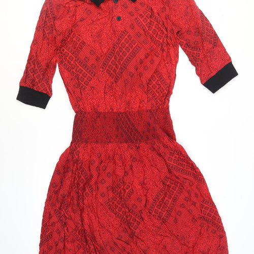 Richards Women's Red 3/4 Sleeve Geometric Dress