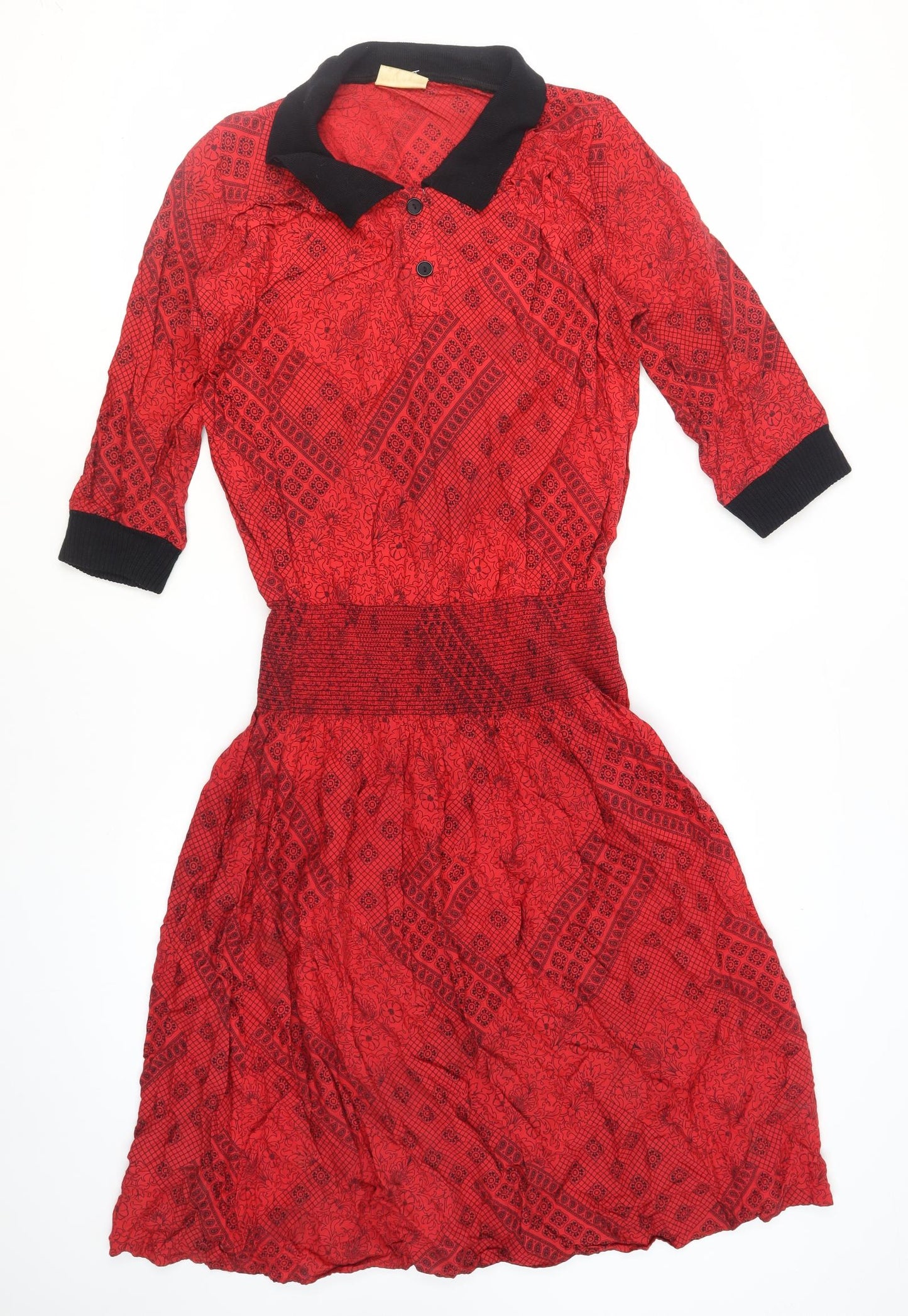 Richards Women's Red 3/4 Sleeve Geometric Dress