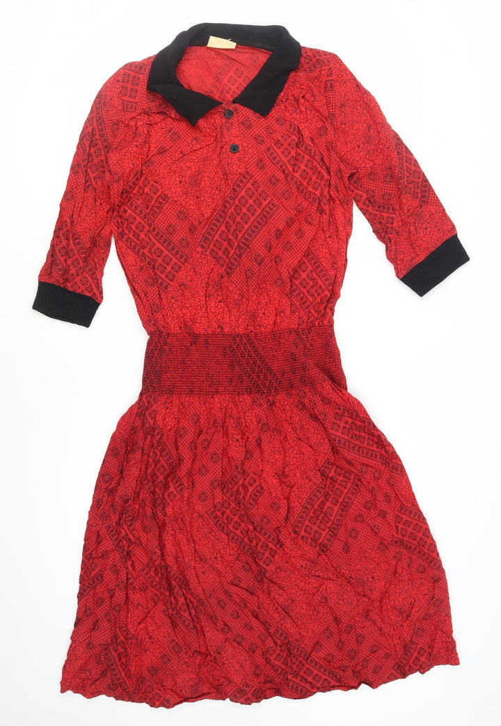 Richards Women's Red 3/4 Sleeve Geometric Dress