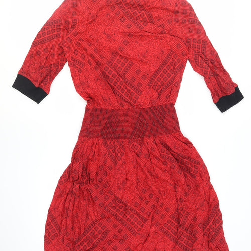 Richards Women's Red 3/4 Sleeve Geometric Dress