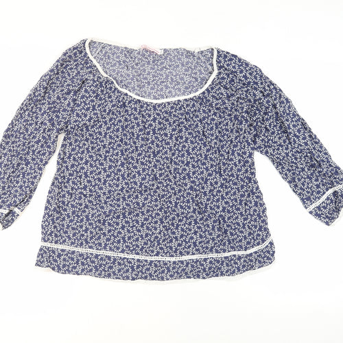 Boho Australia Women's Blue Floral Tunic Blouse, Size S