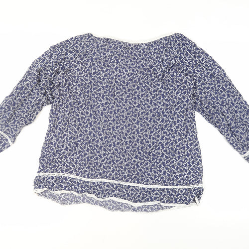 Boho Australia Women's Blue Floral Tunic Blouse, Size S