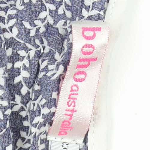 Boho Australia Women's Blue Floral Tunic Blouse, Size S