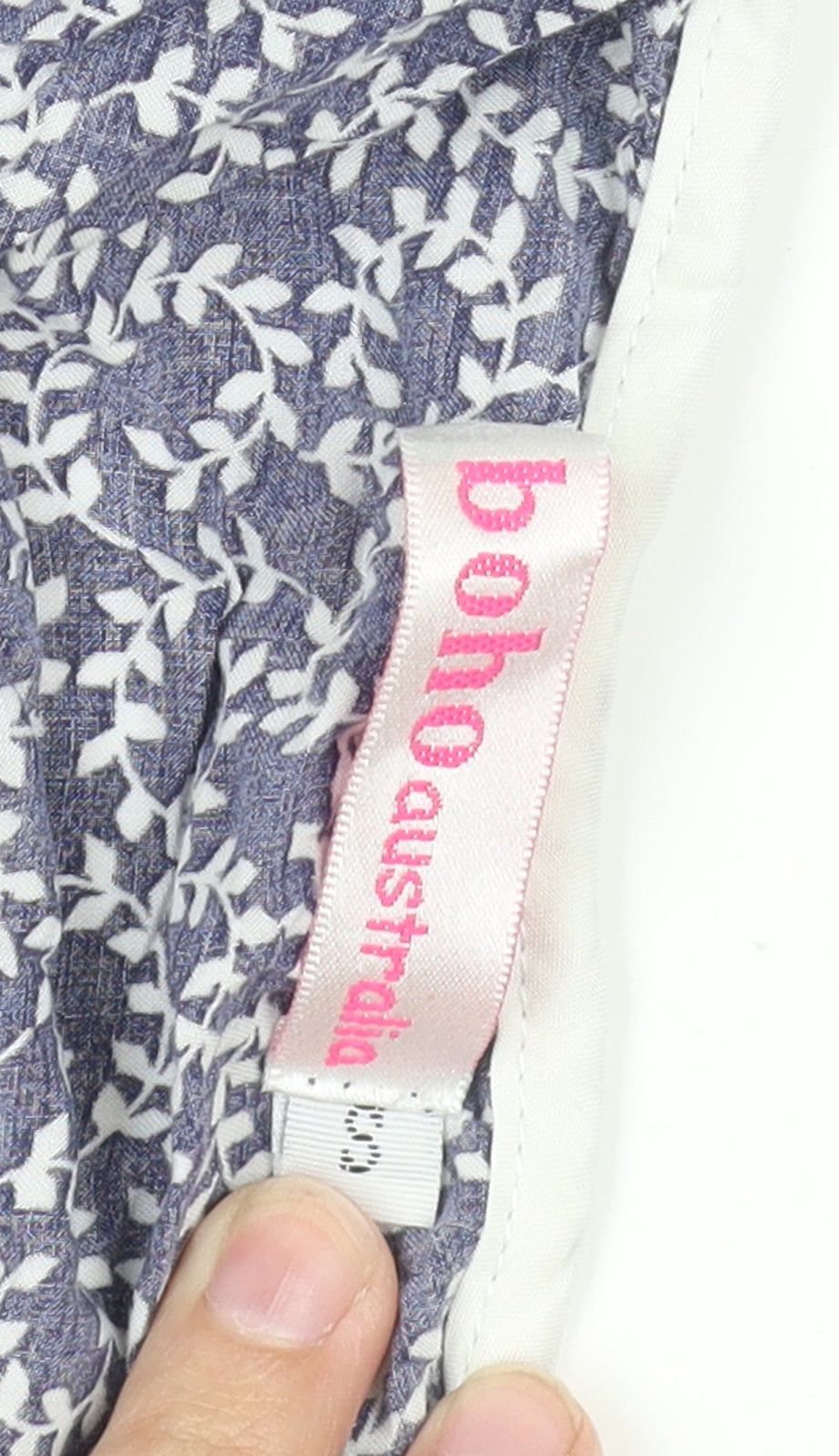 Boho Australia Women's Blue Floral Tunic Blouse, Size S