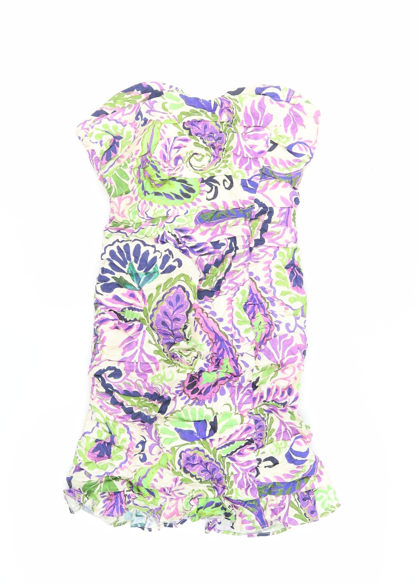 Zara Women's Multicoloured Strapless Bodycon Dress M