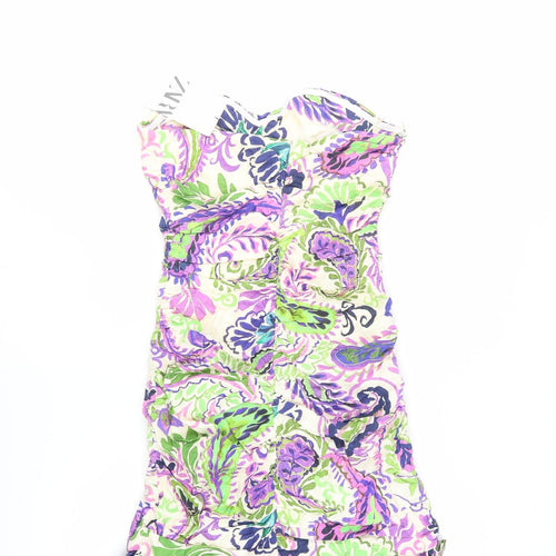 Zara Women's Multicoloured Strapless Bodycon Dress M