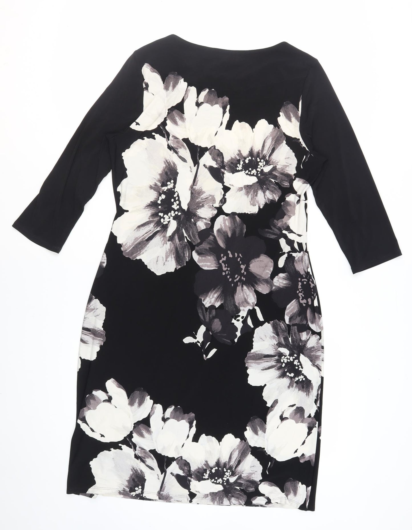 Marks and Spencer Women's Black Floral Sheath Dress Size 14