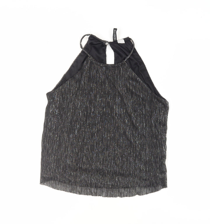 H&M Women's Black Metallic Halter Tank Top Size 6