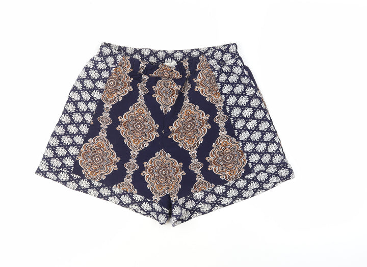 H&M Women’s Blue Paisley Culotte Shorts, Size 8
