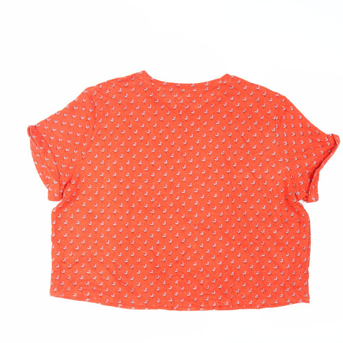 Boden Women’s Orange Floral T-Shirt Size 18 Linen