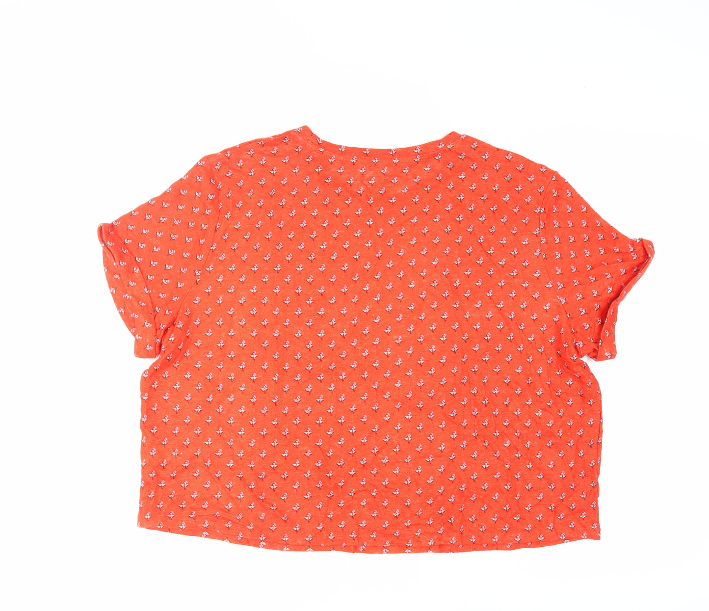 Boden Women’s Orange Floral T-Shirt Size 18 Linen