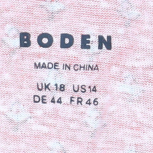 Boden Women’s Orange Floral T-Shirt Size 18 Linen