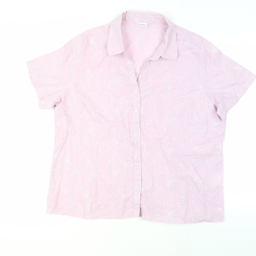 Damart Women's Pink Button-Up Shirt Size 18