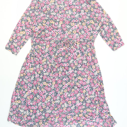 Cotton Traders Women's Pink Floral Shift Dress Size 22