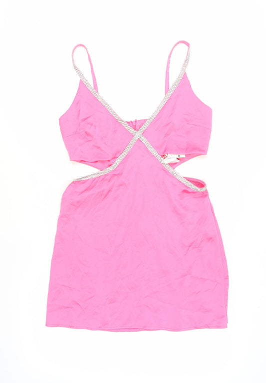 Stradivarius Pink Bodycon Dress Women Size 14