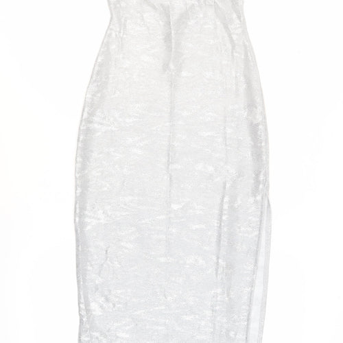 boohoo Women's Silver Slip Dress Size 8