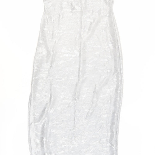 boohoo Women's Silver Slip Dress Size 8