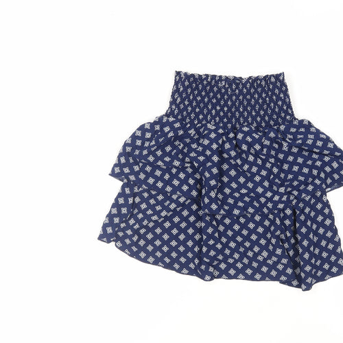 H&M Women's Blue Geometric Short Skirt, Size 10