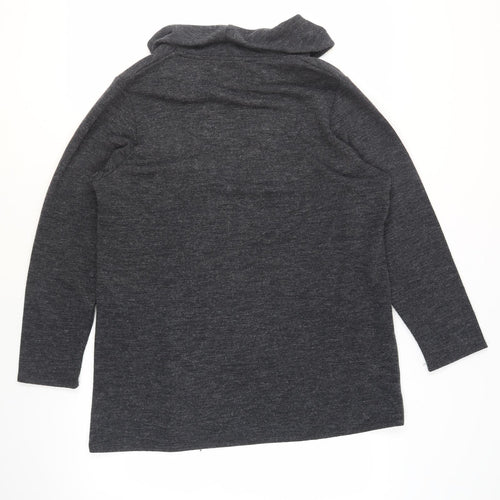 TIGI Women's Grey Cowl Neck Long Sleeve Top