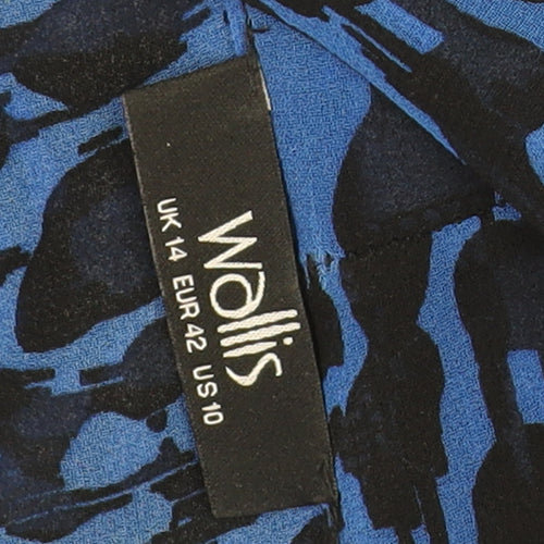 Wallis Women's Blue Leopard Print Dress Size 14