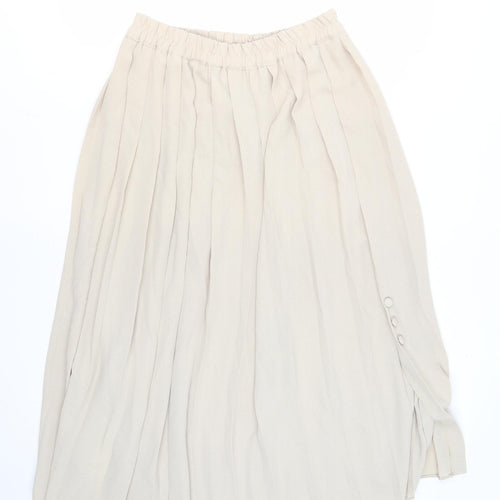 Stephen Women's Beige Midi Pleated Skirt, Size 6