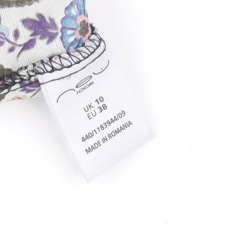 New Look Women's Black Floral Tunic Blouse, Size 10