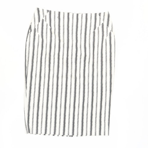 Marks and Spencer Women's White Striped Pencil Skirt UK 10