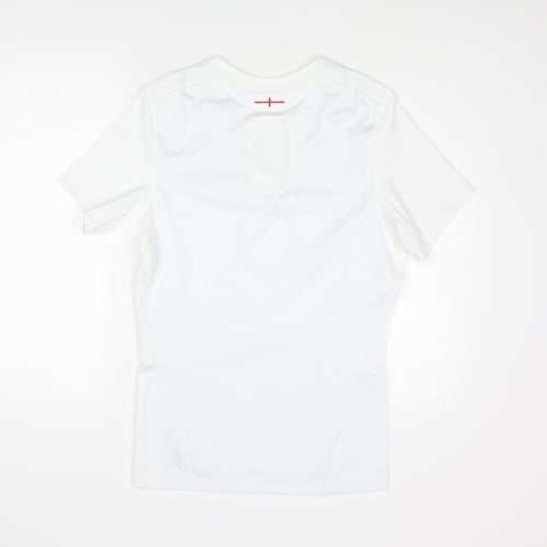 Canterbury Mens White Polyester Basic T-Shirt Size L V-Neck Pullover - England Rose Rugby