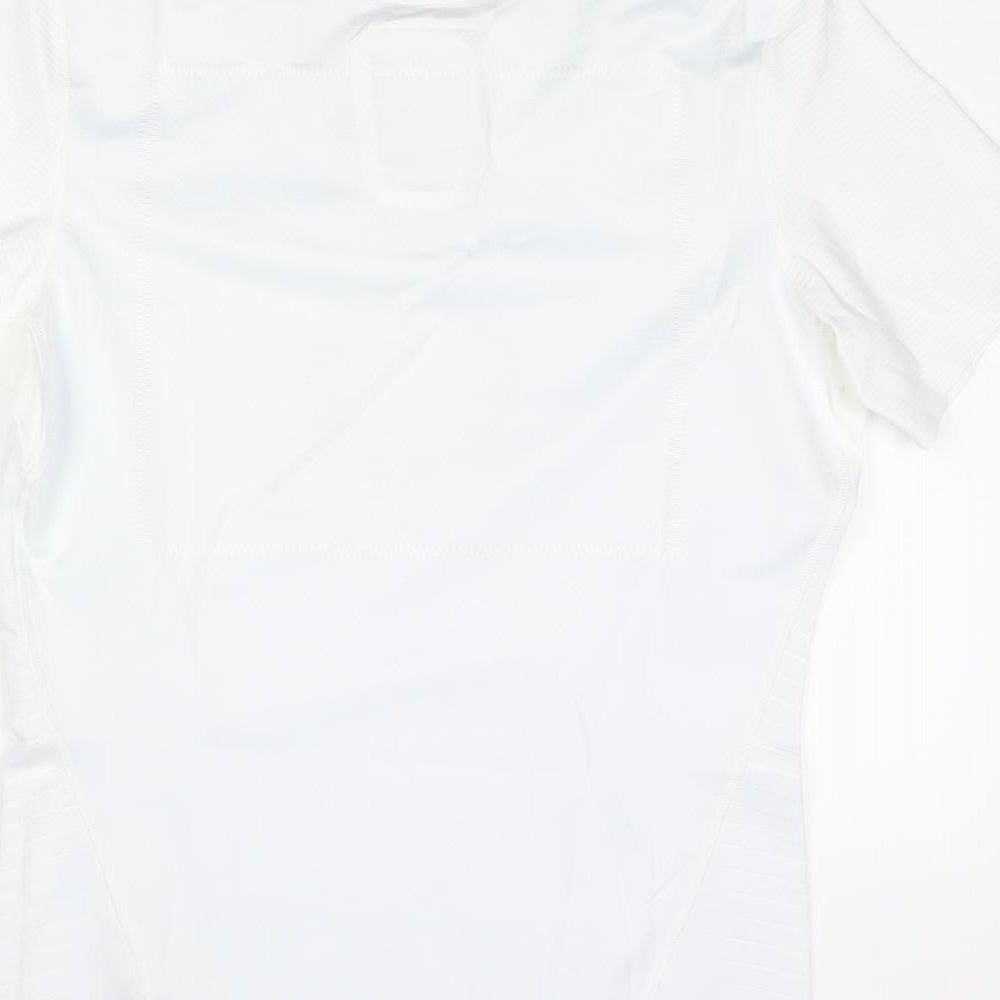 Canterbury Mens White Polyester Basic T-Shirt Size L V-Neck Pullover - England Rose Rugby