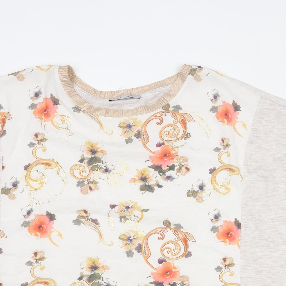 Marks and Spencer Womens Beige Polyester Basic Blouse Size 22 Round Neck - Floral Print