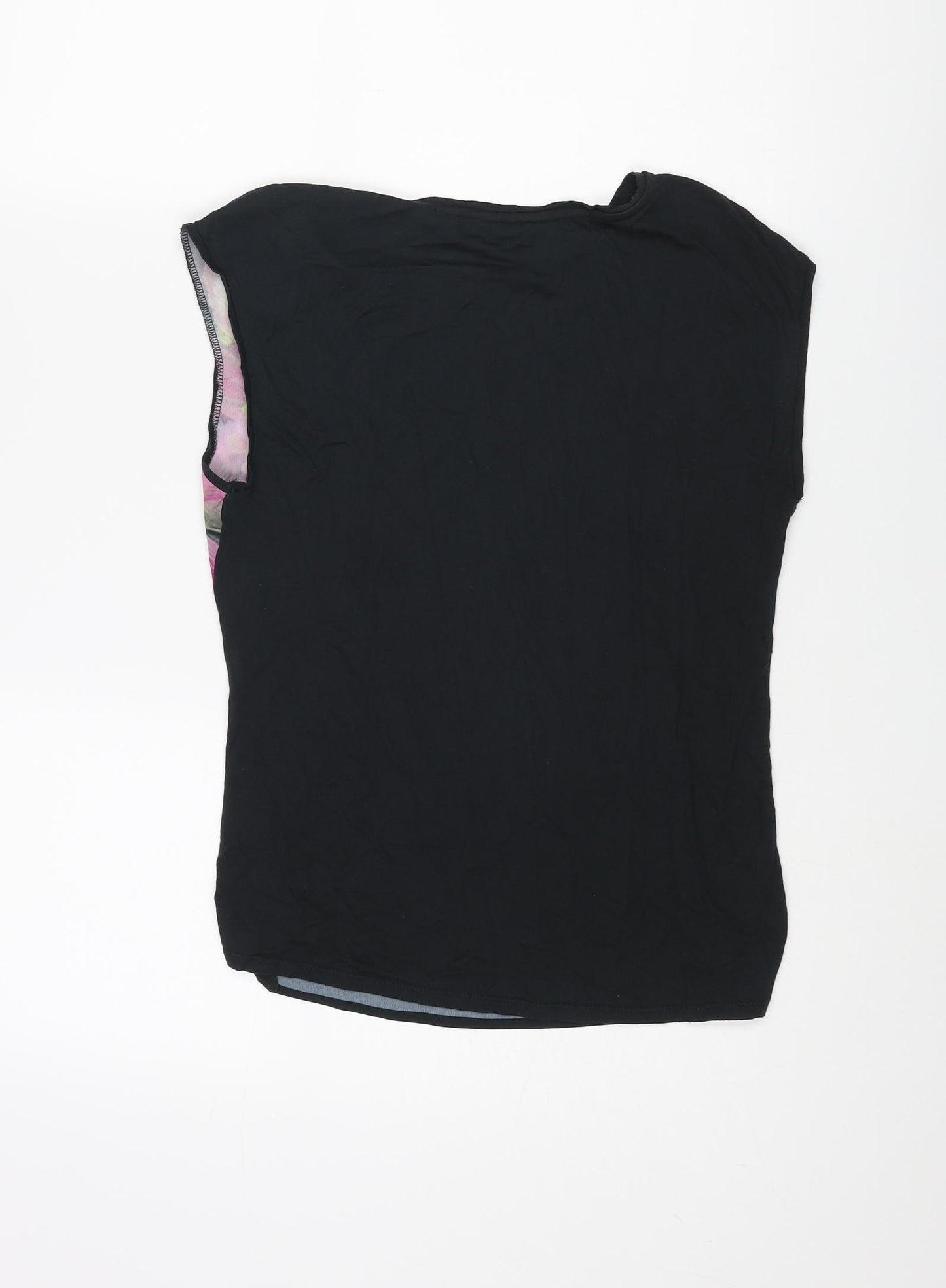 Ted Baker Womens Black Polyester Basic Blouse Size 4 Round Neck - Floral Print
