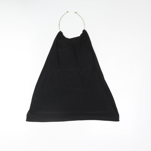Boohoo Womens Black Polyester Camisole Blouse Size 8 Halter - Bull Ring Neck