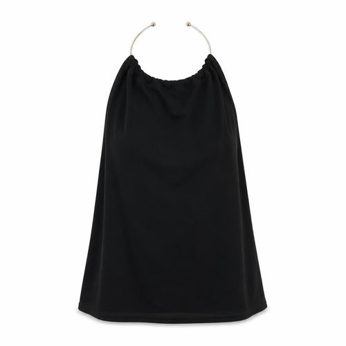 Boohoo Womens Black Polyester Camisole Blouse Size 8 Halter - Bull Ring Neck
