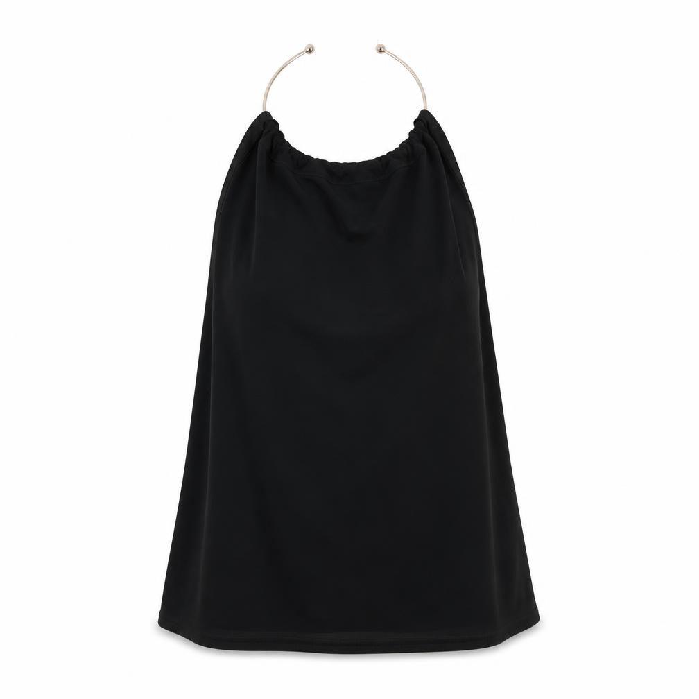 Boohoo Womens Black Polyester Camisole Blouse Size 8 Halter - Bull Ring Neck