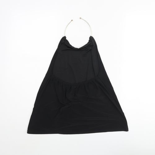 Boohoo Womens Black Polyester Camisole Blouse Size 8 Halter - Bull Ring Neck