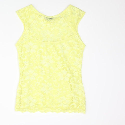 River Island Womens Yellow Nylon Basic Blouse Size 10 Round Neck